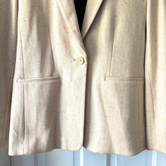 ecru Single Button Speckled Blazer Cream Size 2 - Picture 3 of 14